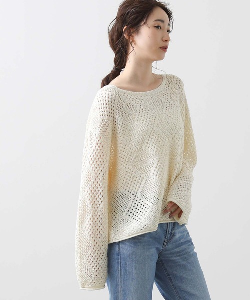 Torrazzo Donna(トラッゾドンナ)の「スパンコールダイヤすかしニット(ニット/セーター・レディース・オフホワイト/キャメル・FREE)」の21枚目の写真
