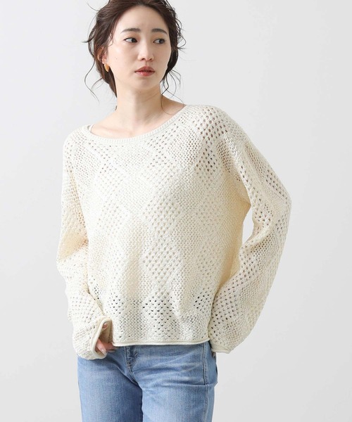 Torrazzo Donna(トラッゾドンナ)の「スパンコールダイヤすかしニット(ニット/セーター・レディース・オフホワイト/キャメル・FREE)」の19枚目の写真