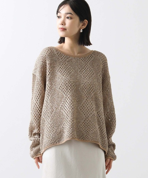 Torrazzo Donna(トラッゾドンナ)の「スパンコールダイヤすかしニット(ニット/セーター・レディース・オフホワイト/キャメル・FREE)」の14枚目の写真