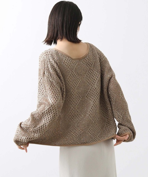Torrazzo Donna(トラッゾドンナ)の「スパンコールダイヤすかしニット(ニット/セーター・レディース・オフホワイト/キャメル・FREE)」の12枚目の写真