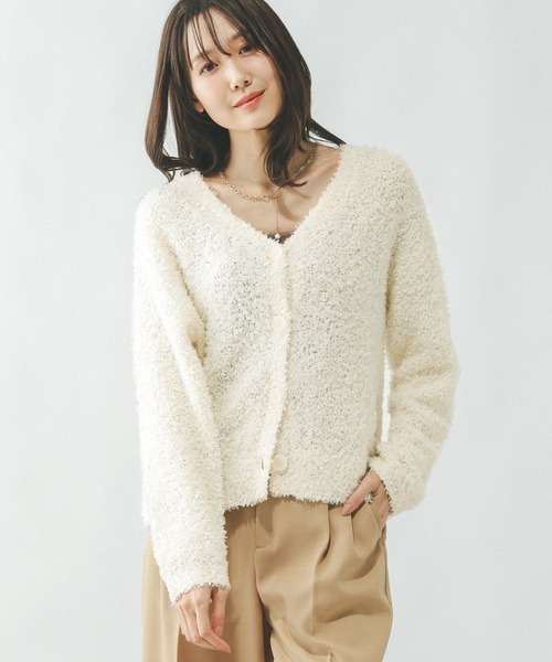 GLOBAL WORK(グローバルワーク)の「フェザータッチVカーデ長袖/321324(カーディガン/ボレロ・レディース・オフホワイト/ブラック/ブルー系その他2/グリーン系その他3・LARGE/MEDIUM)」の8枚目の写真