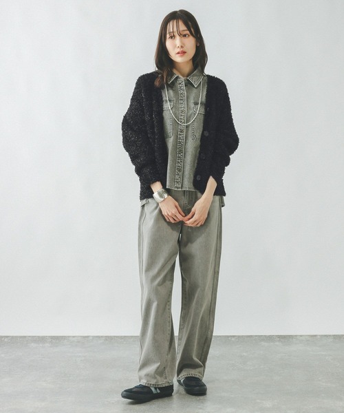 GLOBAL WORK(グローバルワーク)の「フェザータッチVカーデ長袖/321324(カーディガン/ボレロ・レディース・オフホワイト/ブラック/ブルー系その他2/グリーン系その他3・LARGE/MEDIUM)」の10枚目の写真