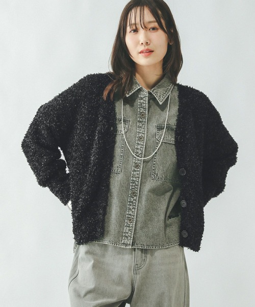 GLOBAL WORK(グローバルワーク)の「フェザータッチVカーデ長袖/321324(カーディガン/ボレロ・レディース・オフホワイト/ブラック/ブルー系その他2/グリーン系その他3・LARGE/MEDIUM)」の12枚目の写真