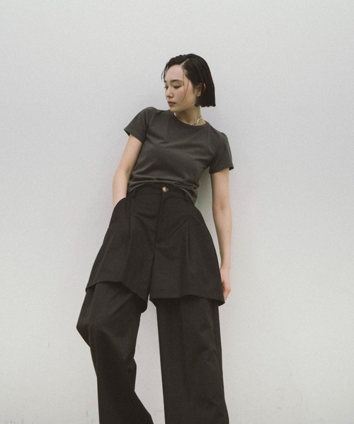 Abor ベルトスカートレイヤードネップタックパンツ ZOZOTOWN Abor パンツ 「Abor」ベルトスカートレイヤードネップタック