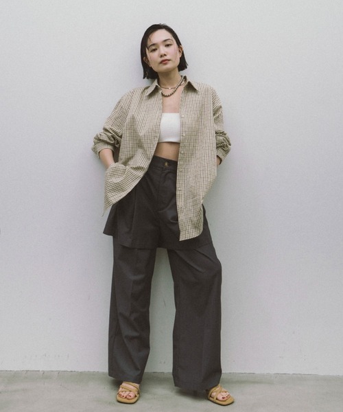 HANNE（アン）の「【Mikako collaboration】レイヤードタックパンツ（その他パンツ・レディース・ベージュ/グレー/ブラック・S/M）」の21枚目の写真