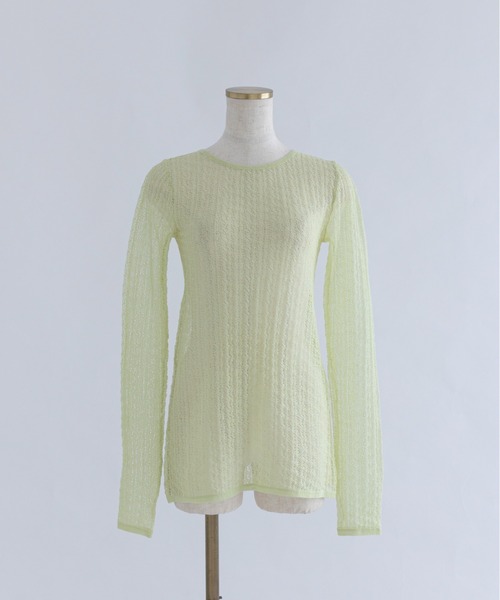 EN NEUME(エンノイム)の「Back Open Sheer Knit(ニット/セーター・レディース・ライム/コーラルピンク/レッド・FREE)」の13枚目の写真