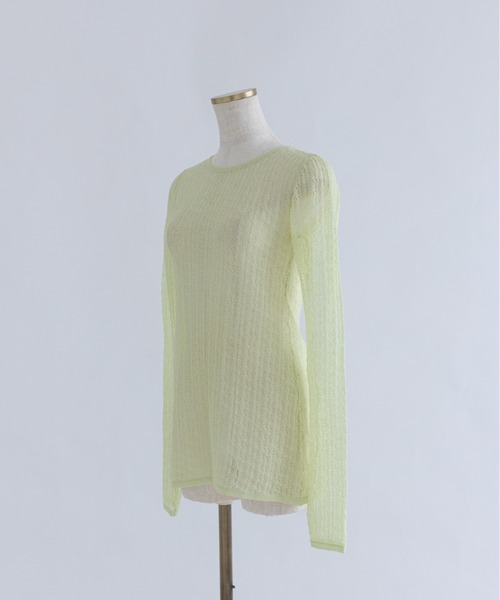 EN NEUME(エンノイム)の「Back Open Sheer Knit(ニット/セーター・レディース・ライム/コーラルピンク/レッド・FREE)」の12枚目の写真