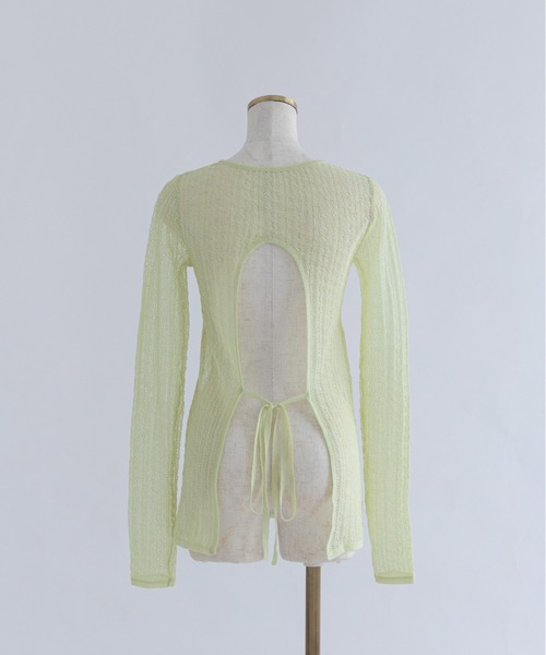 EN NEUME(エンノイム)の「Back Open Sheer Knit(ニット/セーター・レディース・ライム/コーラルピンク/レッド・FREE)」の10枚目の写真