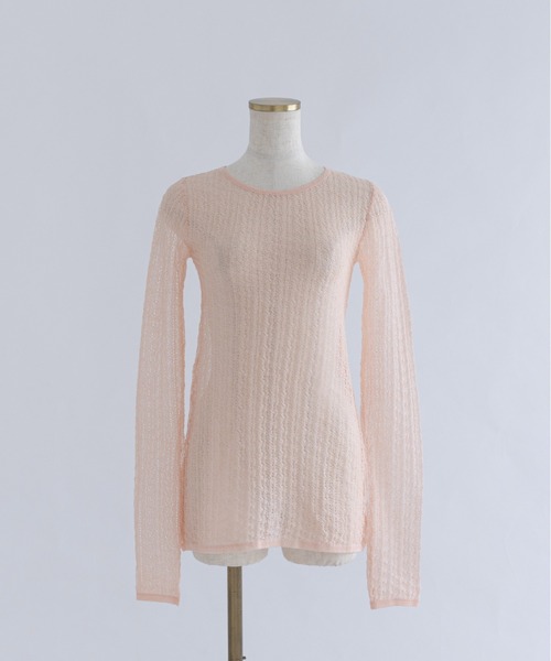 EN NEUME(エンノイム)の「Back Open Sheer Knit(ニット/セーター・レディース・ライム/コーラルピンク/レッド・FREE)」の9枚目の写真