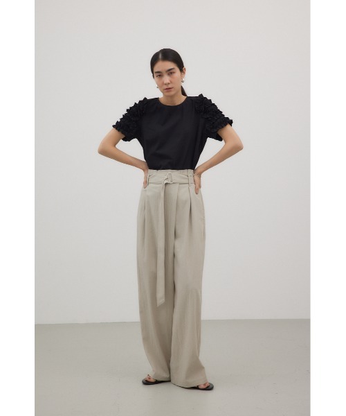 crie conforto（クリーコンフォルト）の「フロントラップワイドパンツ　ベルト取り外し可能（その他パンツ・レディース・ピンク/ベージュ/ブラック・MEDIUM/SMALL）」の5枚目の写真