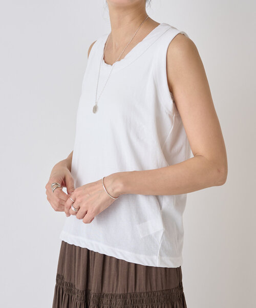 BEARDSLEY（ビアズリー）の「強撚さらっとタンクトップ（Tシャツ/カットソー・レディース・グレー/ホワイト/ブラック・FREE）」の7枚目の写真