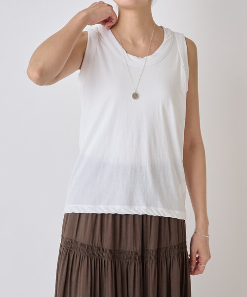 BEARDSLEY（ビアズリー）の「強撚さらっとタンクトップ（Tシャツ/カットソー・レディース・グレー/ホワイト/ブラック・FREE）」の9枚目の写真