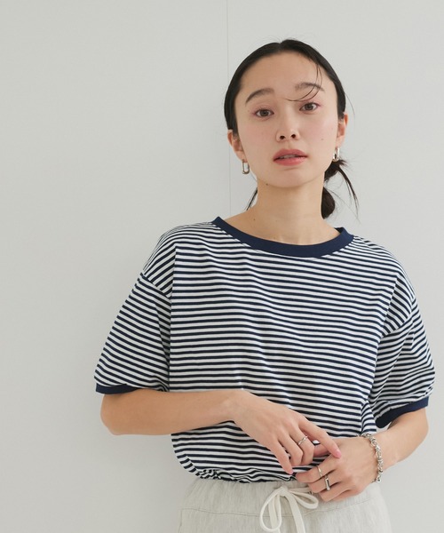 STAR&STRIPE（スターアンドストライプ）の「【STAR＆STRIPE(スター&ストライプ)】RINGER TEE（Tシャツ/カットソー・レディース・ブラック/グリーン/レッド/ネイビー・M）」の19枚目の写真
