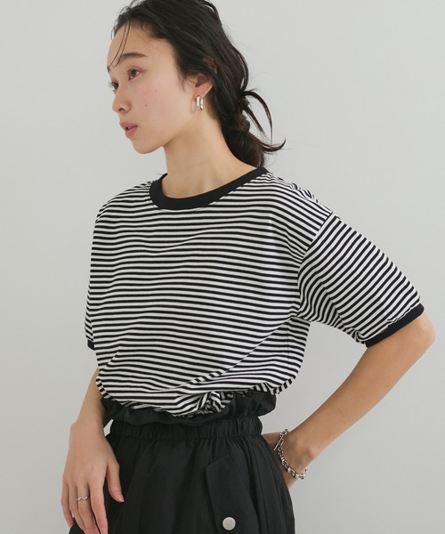 STAR&STRIPE（スターアンドストライプ）の「【STAR＆STRIPE(スター&ストライプ)】RINGER TEE（Tシャツ/カットソー・レディース・ブラック/グリーン/レッド/ネイビー・M）」の17枚目の写真