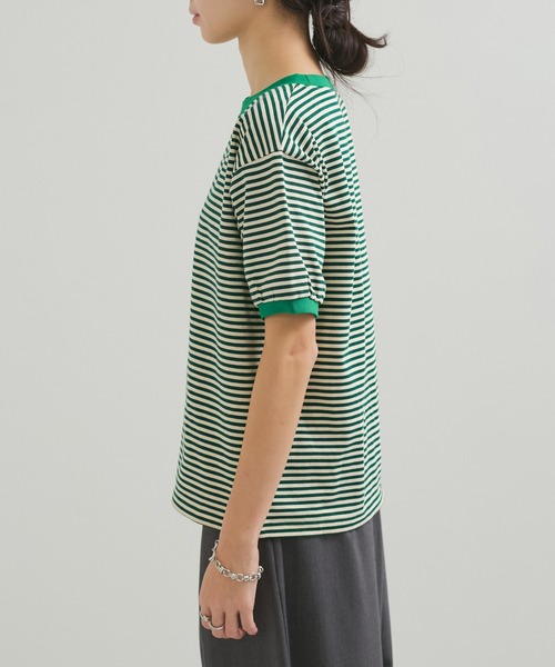 STAR&STRIPE（スターアンドストライプ）の「【STAR＆STRIPE(スター&ストライプ)】RINGER TEE（Tシャツ/カットソー・レディース・ブラック/グリーン/レッド/ネイビー・M）」の14枚目の写真