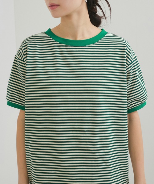 STAR&STRIPE（スターアンドストライプ）の「【STAR＆STRIPE(スター&ストライプ)】RINGER TEE（Tシャツ/カットソー・レディース・ブラック/グリーン/レッド/ネイビー・M）」の12枚目の写真