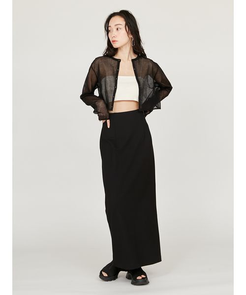 emmi（エミ）の「リネン混シアーニットカーディガン（カーディガン/ボレロ・レディース・ブラック/オレンジ/ホワイト・FREE）」の8枚目の写真