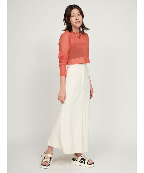 emmi（エミ）の「リネン混シアーニットカーディガン（カーディガン/ボレロ・レディース・ブラック/オレンジ/ホワイト・FREE）」の16枚目の写真