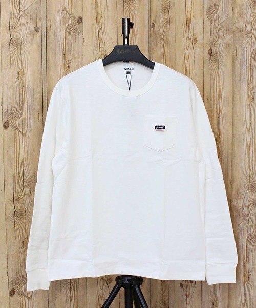 Schott（ショット）の「WORK LABEL POCKET ロングTシャツ（Tシャツ/カットソー・メンズ・ホワイト/ブラック・L/XL/XXL/M）」の2枚目の写真