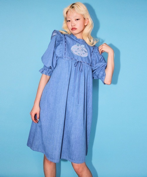 Candy Stripper（キャンディストリッパー）の「DEAR PEPE DENIM ワンピース（ワンピース・レディース・インディゴブルー/ライトインディゴブルー・FREE）」の4枚目の写真