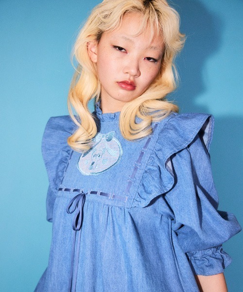 Candy Stripper（キャンディストリッパー）の「DEAR PEPE DENIM ワンピース（ワンピース・レディース・インディゴブルー/ライトインディゴブルー・FREE）」の7枚目の写真