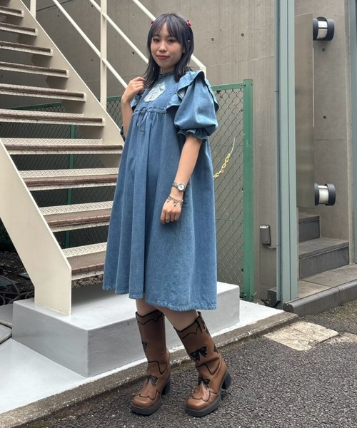 Candy Stripper（キャンディストリッパー）の「DEAR PEPE DENIM ワンピース（ワンピース・レディース・インディゴブルー/ライトインディゴブルー・FREE）」の20枚目の写真