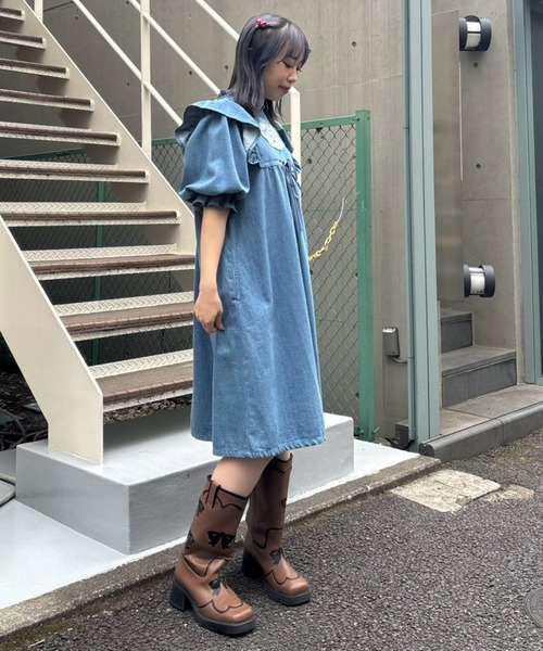 Candy Stripper（キャンディストリッパー）の「DEAR PEPE DENIM ワンピース（ワンピース・レディース・インディゴブルー/ライトインディゴブルー・FREE）」の21枚目の写真