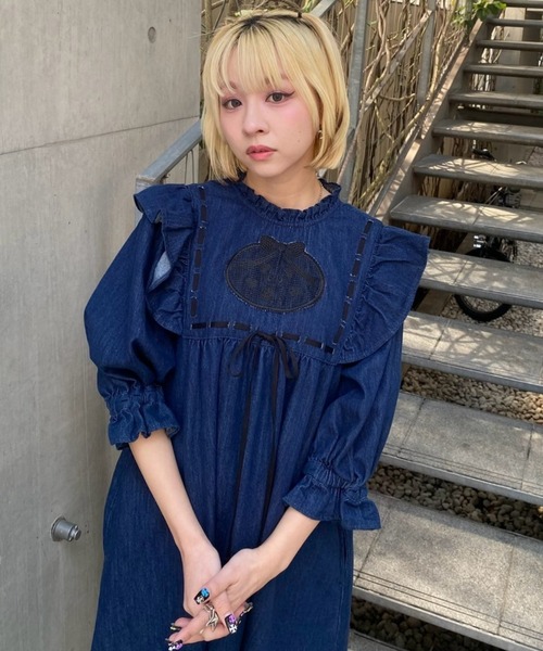 Candy Stripper（キャンディストリッパー）の「DEAR PEPE DENIM ワンピース（ワンピース・レディース・インディゴブルー/ライトインディゴブルー・FREE）」の9枚目の写真