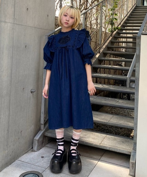 Candy Stripper（キャンディストリッパー）の「DEAR PEPE DENIM ワンピース（ワンピース・レディース・インディゴブルー/ライトインディゴブルー・FREE）」の12枚目の写真