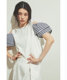 フリルオープンスリーブTシャツ