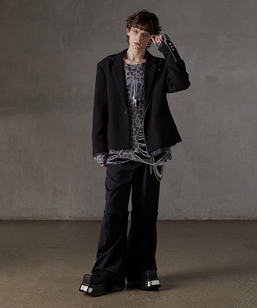 GRANCY】Patterned All Over Rhinestone Graphic Longsleeve