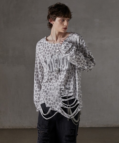 GRANCY】Patterned All Over Rhinestone Graphic Longsleeve