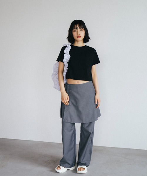 duei（デュイ）の「ベーシッククロップドTシャツ（Tシャツ/カットソー・レディース・ホワイト/ブラック・FREE）」の9枚目の写真