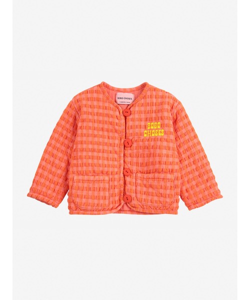 BOBO CHOSES(ボボショーズ)の「Vichy padded jacket(ノーカラージャケット・キッズ・ピンク・9MONTH/6MONTH)」の1枚目の写真