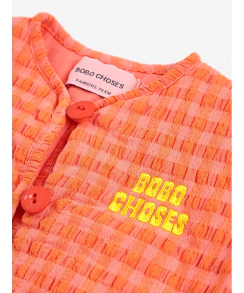 BOBO CHOSES(ボボショーズ)の「Vichy padded jacket(ノーカラージャケット・キッズ・ピンク・9MONTH/6MONTH)」の3枚目の写真