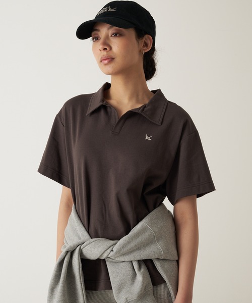 Eddie Bauer(エディーバウアー)の「開襟 Tシャツ(Tシャツ/カットソー・レディース・ホワイト/チャコール/杢グレー・S/L/M/XL)」の3枚目の写真