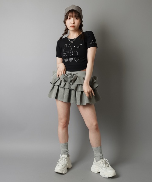 SPINNS(スピンズ)の「ミニルーズソックス/刺しゅう/羽根/リボン/ウィッシュコア/バレエコア(ソックス/靴下・レディース・アイボリー/グレー・ONESIZE)」の12枚目の写真