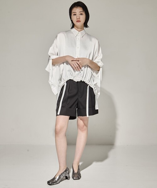 UJOH（ウジョー）の「【UJOH/ウジョー】《STUDIOUS別注》ドローコードシャツ（シャツ/ブラウス・レディース・ホワイト/ブラック・2）」の12枚目の写真