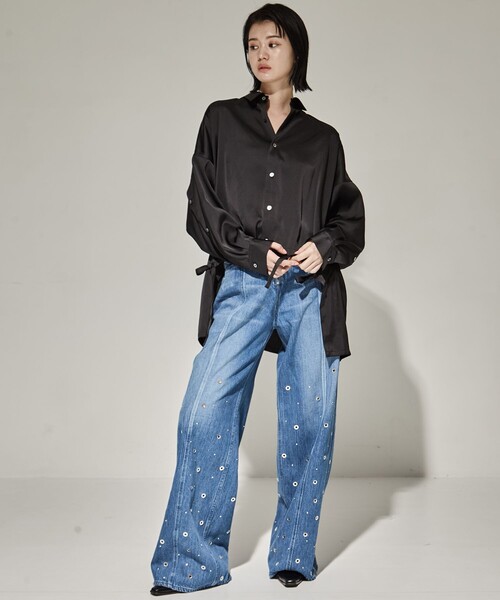 UJOH（ウジョー）の「【UJOH/ウジョー】《STUDIOUS別注》ドローコードシャツ（シャツ/ブラウス・レディース・ホワイト/ブラック・2）」の6枚目の写真