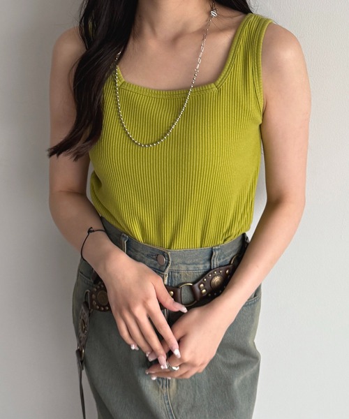 apres jour mignon（アプレジュールミニョン）の「2WAYカットリブタンク【ZOZOTOWN限定アイテム】（タンクトップ・レディース・グリーン/ブラック/ライトブルー/ピンク系その他/レッド/ブルー/アイボリー/オレンジ・フリー/X-LARGE）」の14枚目の写真