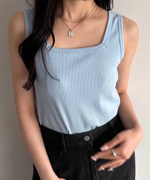 apres jour mignon（アプレジュールミニョン）の「2WAYカットリブタンク【ZOZOTOWN限定アイテム】（タンクトップ・レディース・グリーン/ブラック/ライトブルー/ピンク系その他/レッド/ブルー/アイボリー/オレンジ・フリー/X-LARGE）」の19枚目の写真