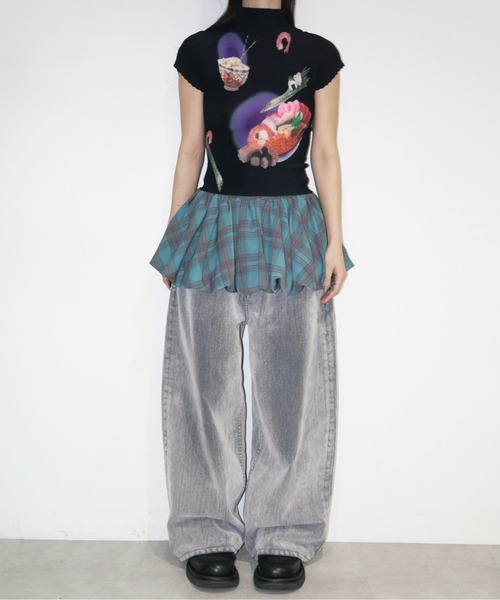 musubore(ムスボレ)の「peplum mini SK / ペプラムミニスカート(スカート・レディース・グリーン/ブラウン・FREE)」の18枚目の写真