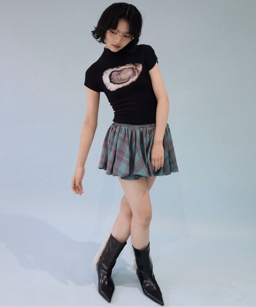 musubore(ムスボレ)の「peplum mini SK / ペプラムミニスカート(スカート・レディース・グリーン/ブラウン・FREE)」の14枚目の写真