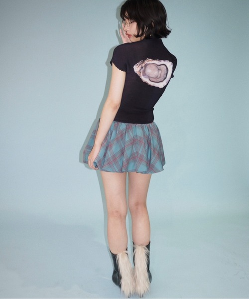 musubore(ムスボレ)の「peplum mini SK / ペプラムミニスカート(スカート・レディース・グリーン/ブラウン・FREE)」の6枚目の写真