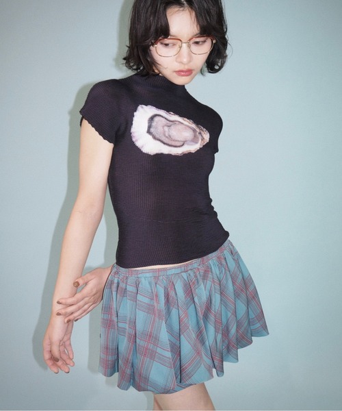 musubore(ムスボレ)の「peplum mini SK / ペプラムミニスカート(スカート・レディース・グリーン/ブラウン・FREE)」の4枚目の写真