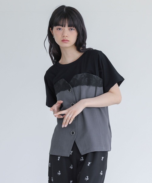 somari imagination(ソマリ イマジネーション)の「『ビスチェドッキングカットソー』(Tシャツ/カットソー・レディース・ベージュ/チャコール・1/2)」の2枚目の写真