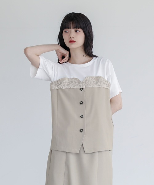 somari imagination(ソマリ イマジネーション)の「『ビスチェドッキングカットソー』(Tシャツ/カットソー・レディース・ベージュ/チャコール・1/2)」の11枚目の写真