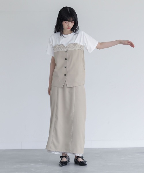 somari imagination(ソマリ イマジネーション)の「『ビスチェドッキングカットソー』(Tシャツ/カットソー・レディース・ベージュ/チャコール・1/2)」の7枚目の写真