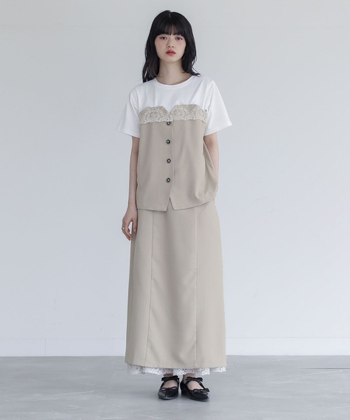 somari imagination(ソマリ イマジネーション)の「『ビスチェドッキングカットソー』(Tシャツ/カットソー・レディース・ベージュ/チャコール・1/2)」の8枚目の写真