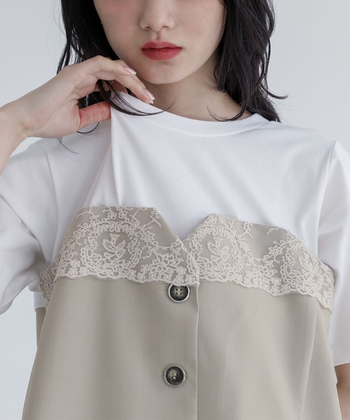 somari imagination(ソマリ イマジネーション)の「『ビスチェドッキングカットソー』(Tシャツ/カットソー・レディース・ベージュ/チャコール・1/2)」の4枚目の写真